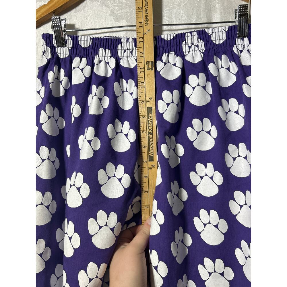 Paw Print Pants XL Purple White Joggers Made in USA Wildcats Tigers Bears Dogs - Picture 3 of 9